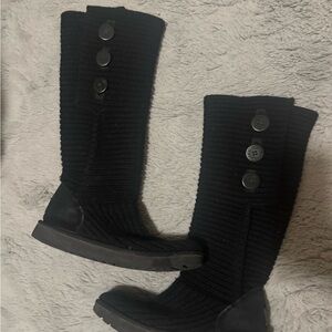 UGG Black Knit Button Women's Boots